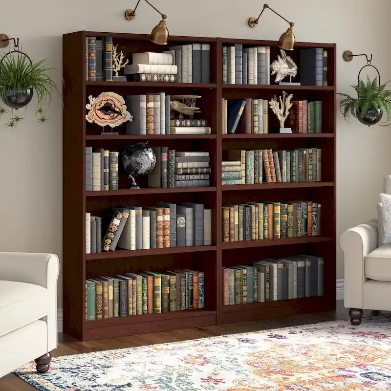 Tall 5 Shelf Bookcase with Adjustable Shelves