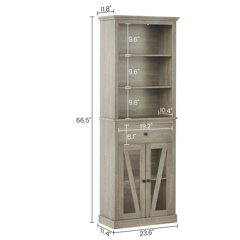66.5" Tall Storage Cabinet with 5 Shelves & Drawer