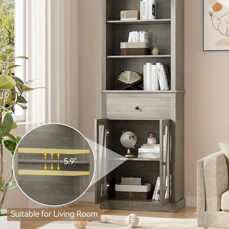66.5" Tall Storage Cabinet with 5 Shelves & Drawer