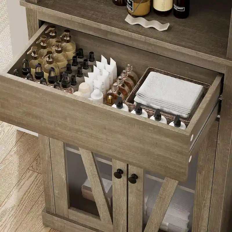 66.5" Tall Storage Cabinet with 5 Shelves & Drawer