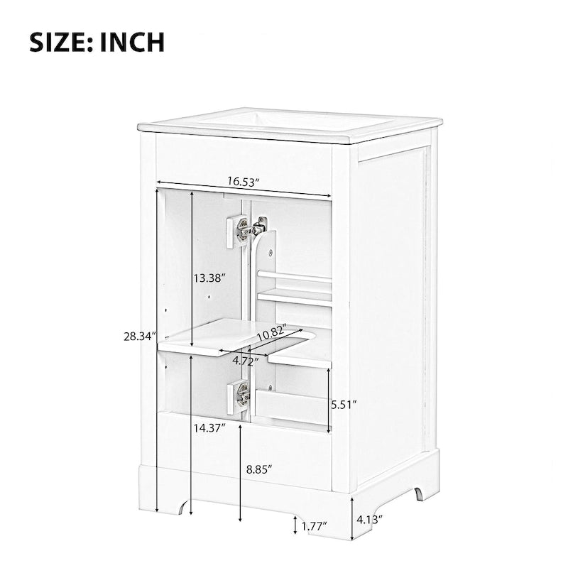 20-Inch Bathroom Vanity With Ceramic Sink, Storage Cabinet With 2-Tier Rack and Shelves
