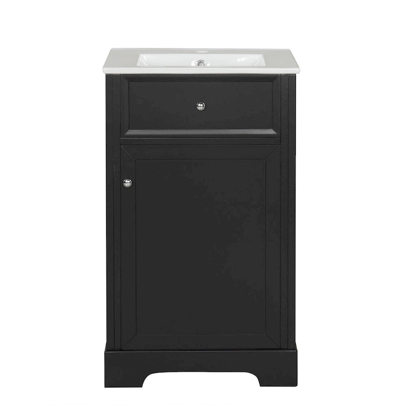 20-Inch Bathroom Vanity With Ceramic Sink, Storage Cabinet With 2-Tier Rack and Shelves