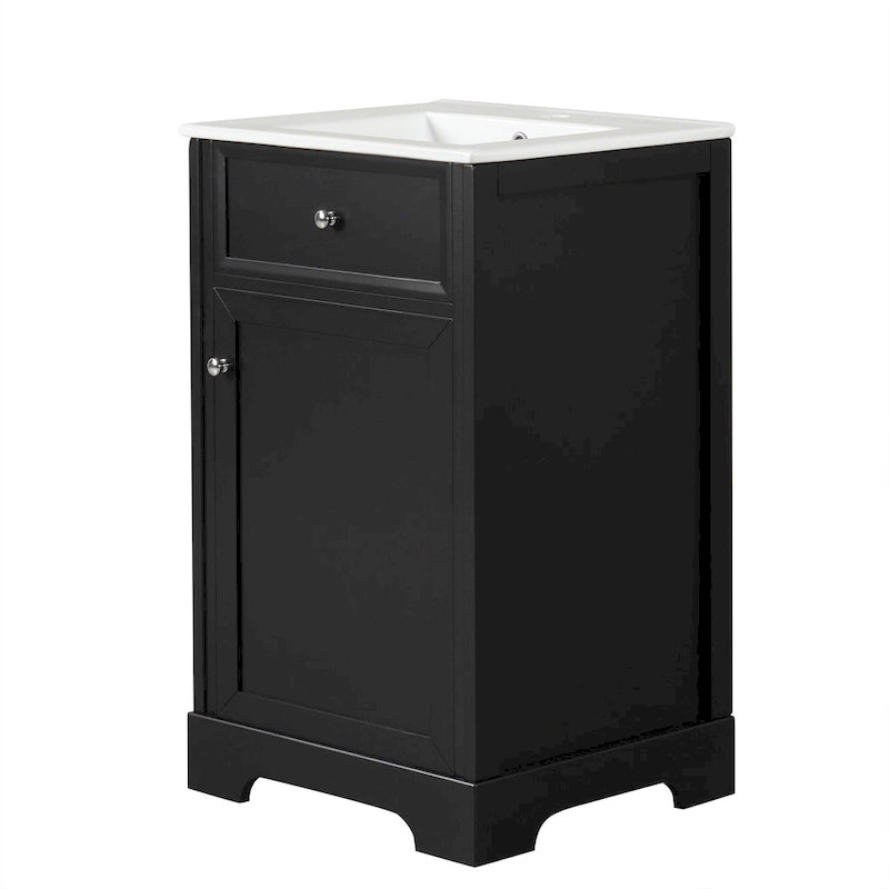 20-Inch Bathroom Vanity With Ceramic Sink, Storage Cabinet With 2-Tier Rack and Shelves