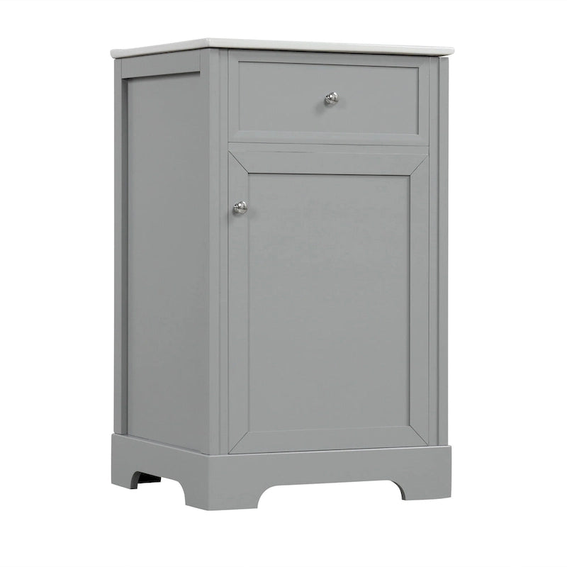 20-Inch Bathroom Vanity With Ceramic Sink, Storage Cabinet With 2-Tier Rack and Shelves