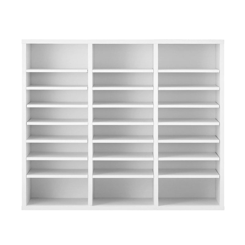 24-Compartment Wood Literature Organizer with Adjustable Shelves