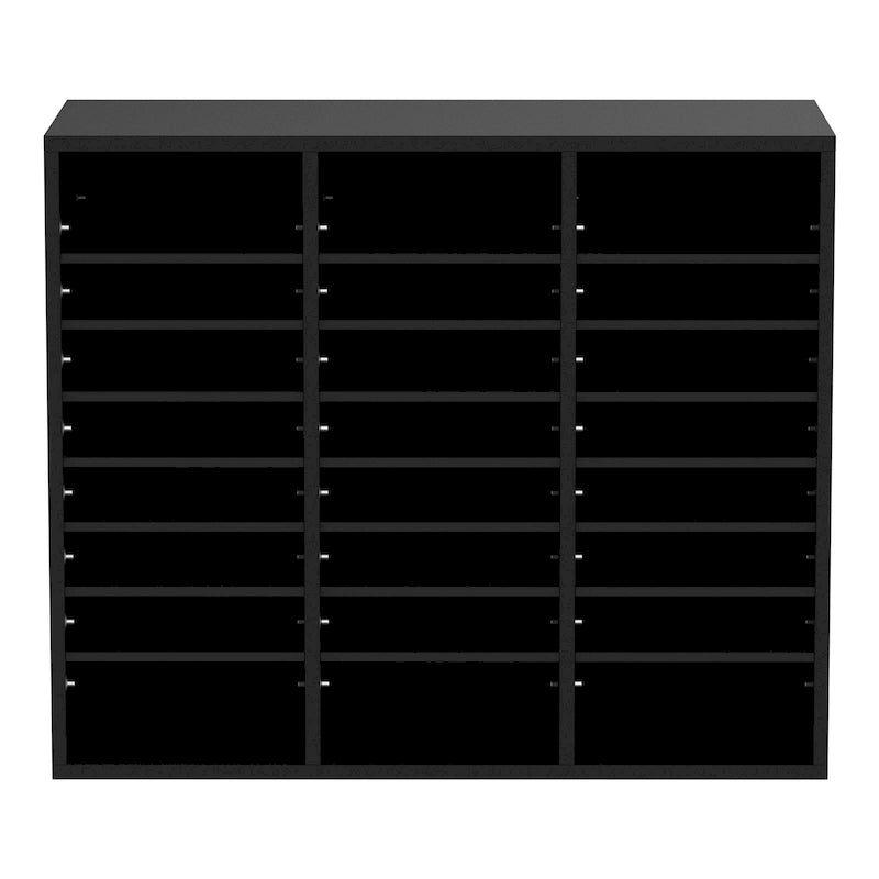 24-Compartment Wood Literature Organizer with Adjustable Shelves