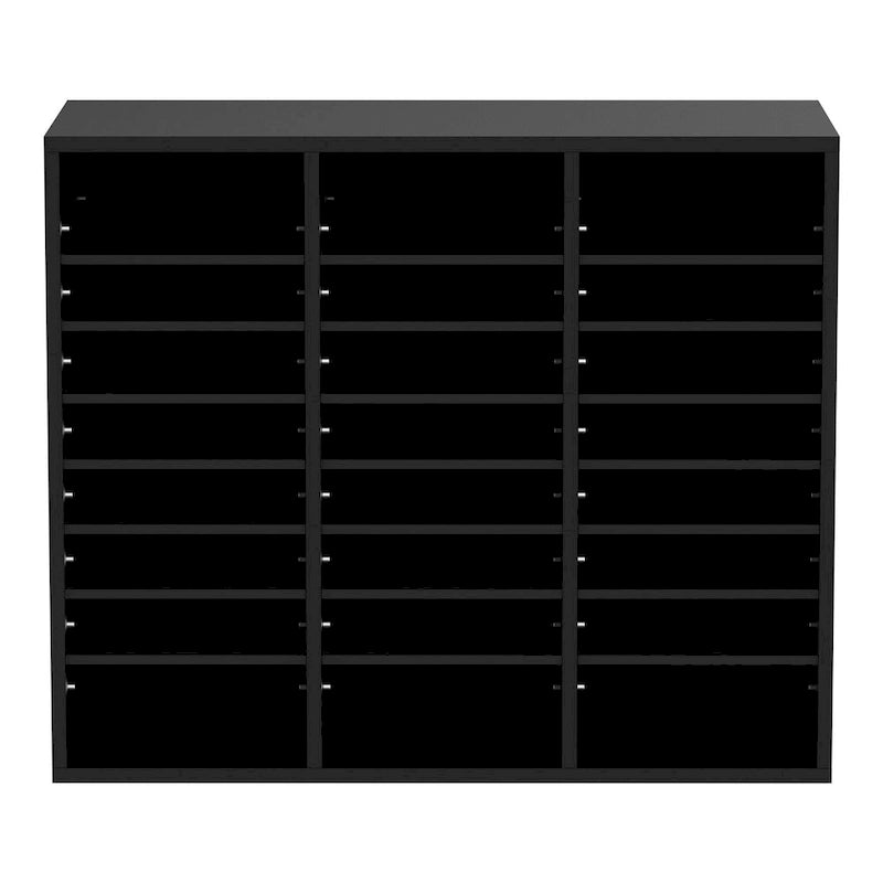 24-Compartment Wood Literature Organizer with Adjustable Shelves