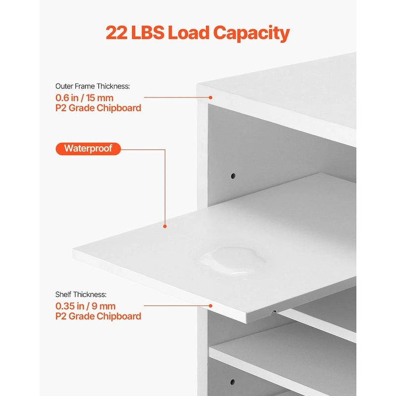 24-Compartment Wood Literature Organizer with Adjustable Shelves