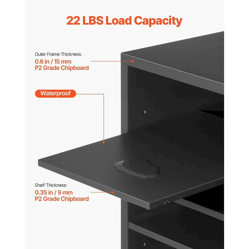 24-Compartment Wood Literature Organizer with Adjustable Shelves