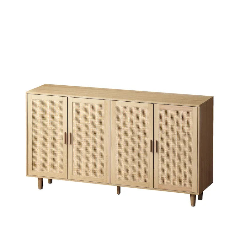 4-Door Rattan Decorative Storage Cabinet