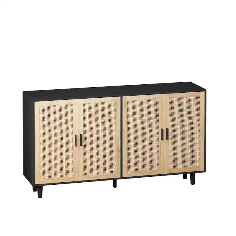 4-Door Rattan Decorative Storage Cabinet