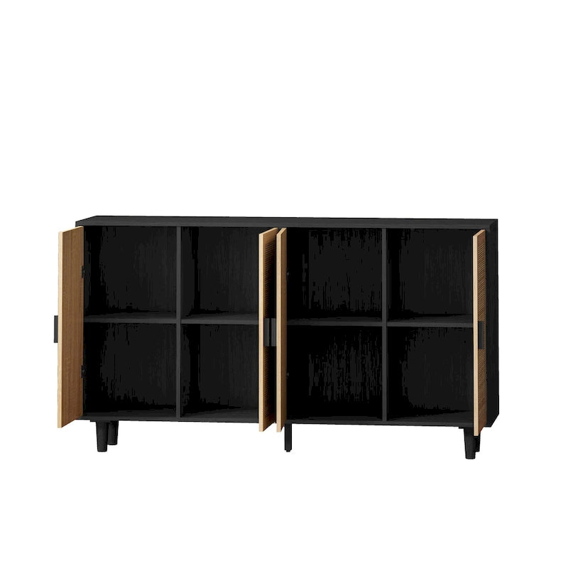 4-Door Rattan Decorative Storage Cabinet