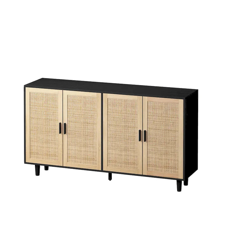 4-Door Rattan Decorative Storage Cabinet