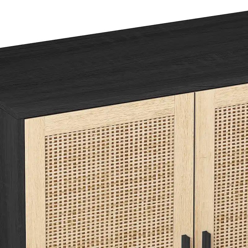 4-Door Rattan Decorative Storage Cabinet