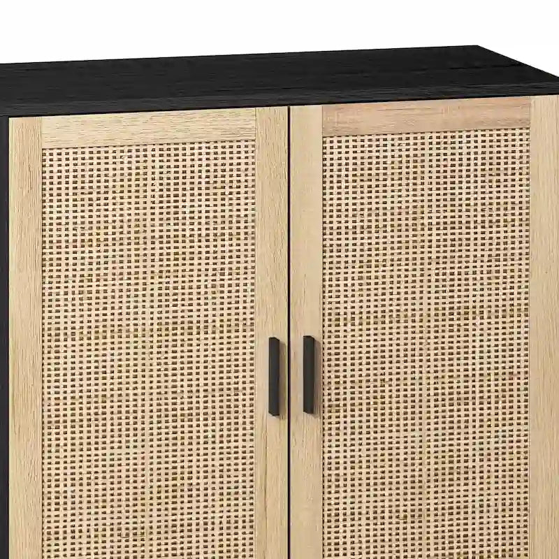 4-Door Rattan Decorative Storage Cabinet