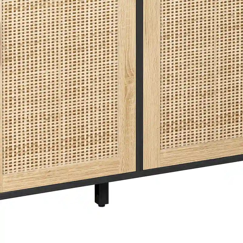 4-Door Rattan Decorative Storage Cabinet