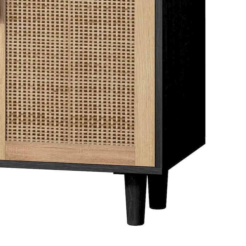 4-Door Rattan Decorative Storage Cabinet