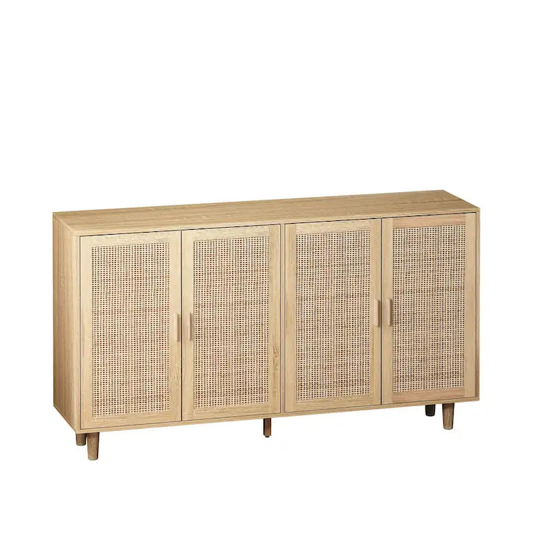 4-Door Rattan Decorative Storage Cabinet