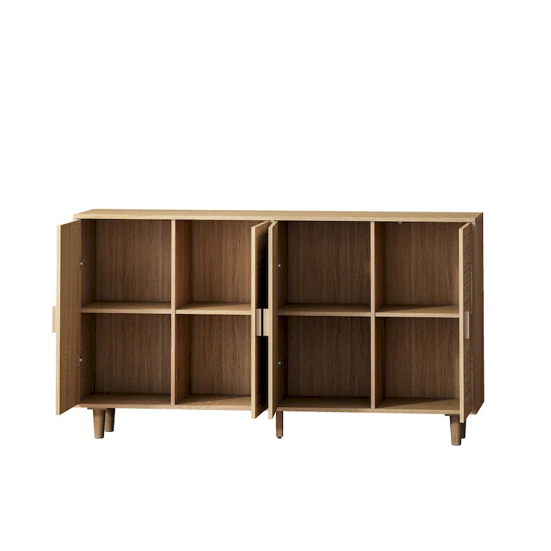 4-Door Rattan Decorative Storage Cabinet