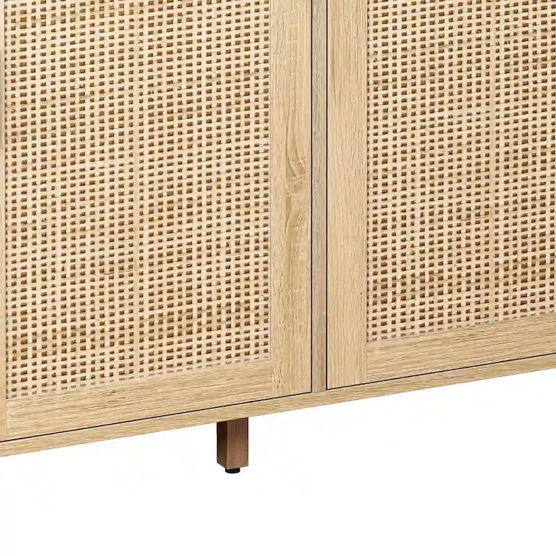 4-Door Rattan Decorative Storage Cabinet