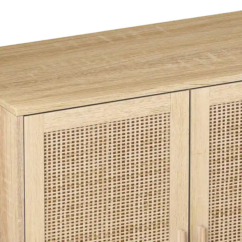 4-Door Rattan Decorative Storage Cabinet