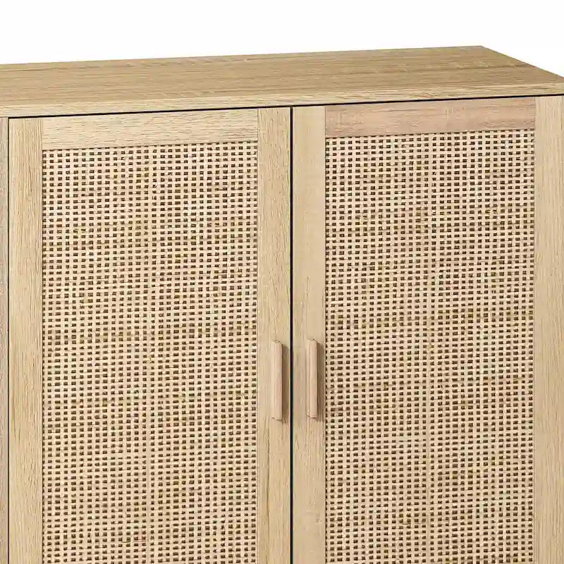 4-Door Rattan Decorative Storage Cabinet