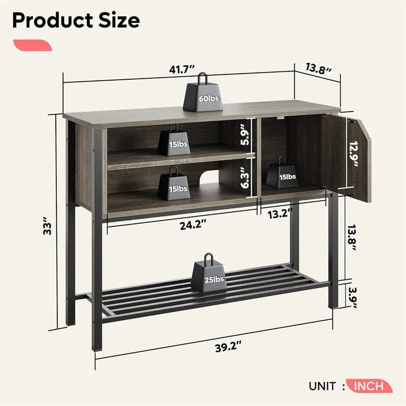 Coffee Bar with Storage Buffet Cabinet Kitchen Sideboard - 13.8D x 41.7W x 33H