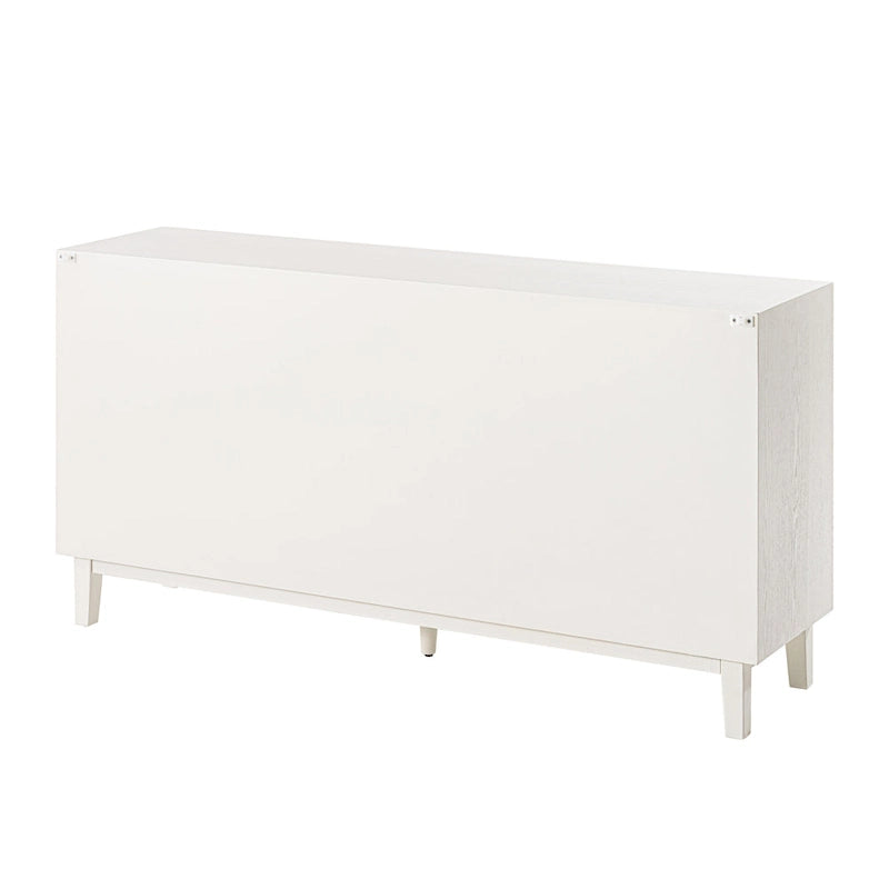 Modern 4-Door Cabinet with 3D Curved Motif and Push Latch — TV Stand, Sideboard & Buffet