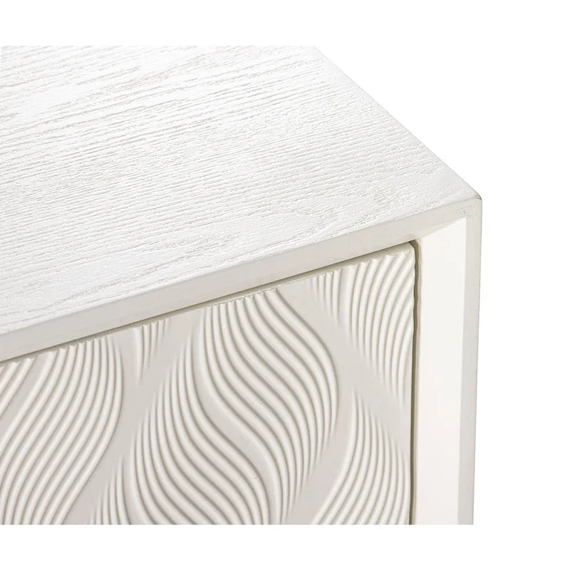 Modern 4-Door Cabinet with 3D Curved Motif and Push Latch — TV Stand, Sideboard & Buffet