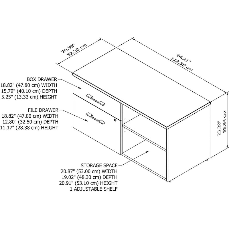 Low Storage Cabinet with File Drawer