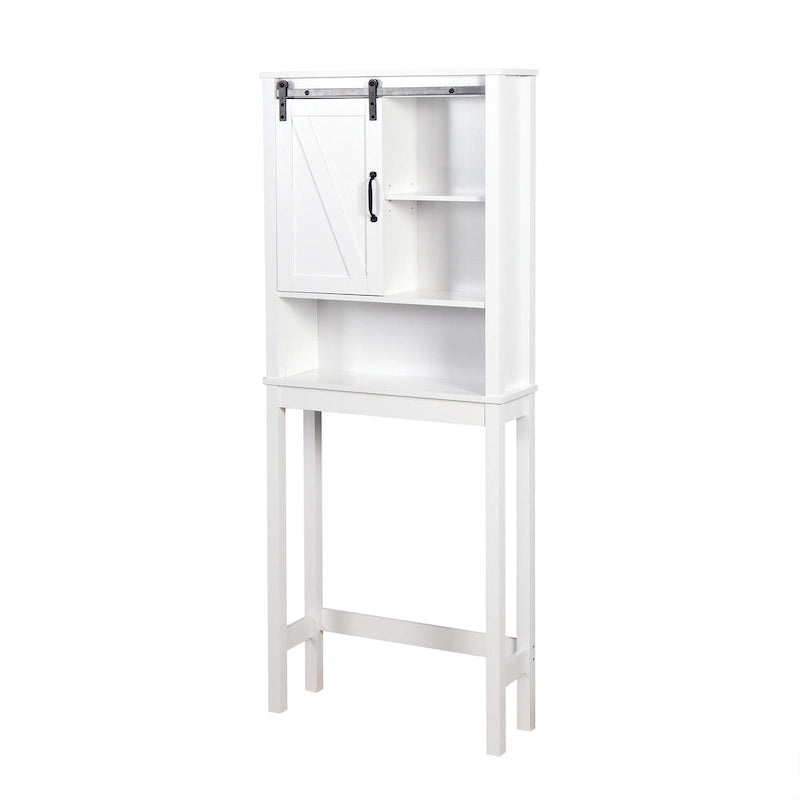 Over-the-Toilet Storage Cabinet With Adjustable Shelves and Barn Door