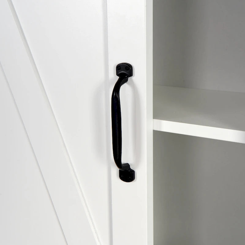 Over-the-Toilet Storage Cabinet With Adjustable Shelves and Barn Door