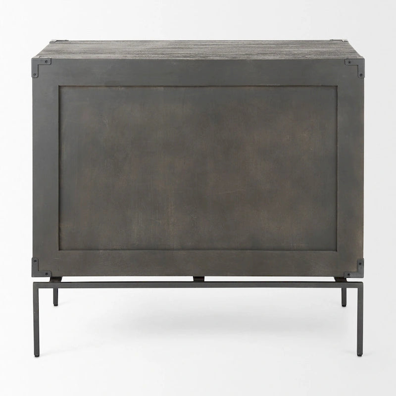 Dark Brown Solid Wood 3-Drawer Accent Cabinet with Black Iron Base