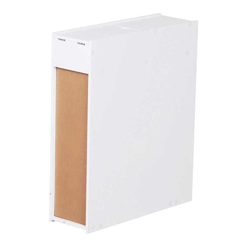 Bathroom Floor Organizer Free Standing Space Saving Narrow Storage Cabinet with Drawers White