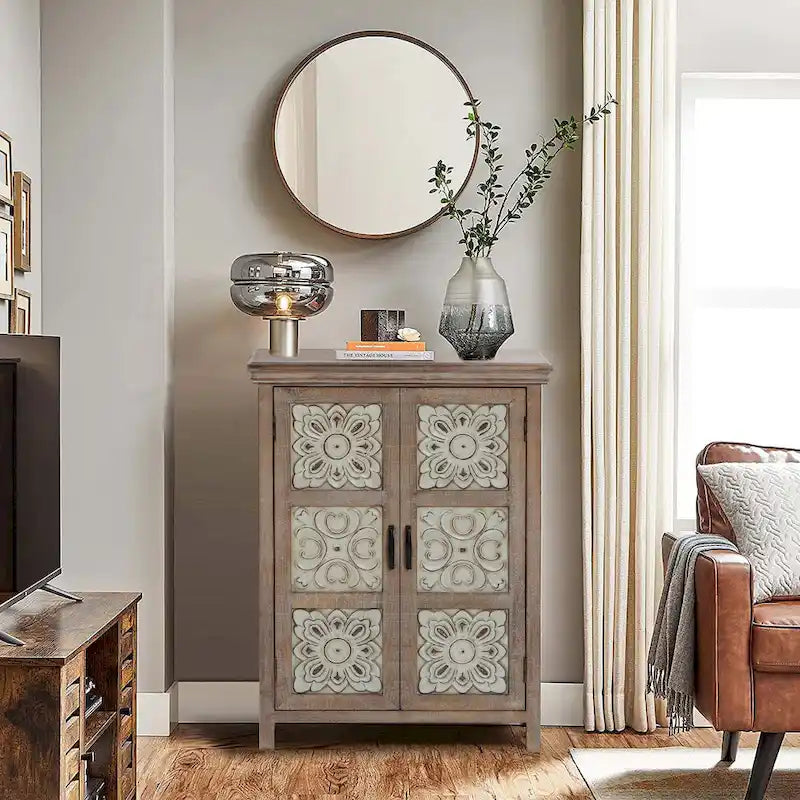 37.4" Tall 2-Door Wood Storage Cabinet - 37.4 H x 27.68 W x 13.23 D