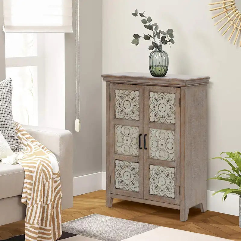 37.4" Tall 2-Door Wood Storage Cabinet - 37.4 H x 27.68 W x 13.23 D