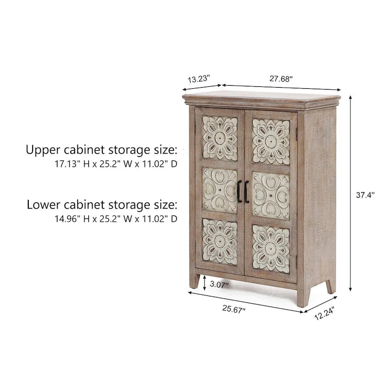 37.4" Tall 2-Door Wood Storage Cabinet - 37.4 H x 27.68 W x 13.23 D