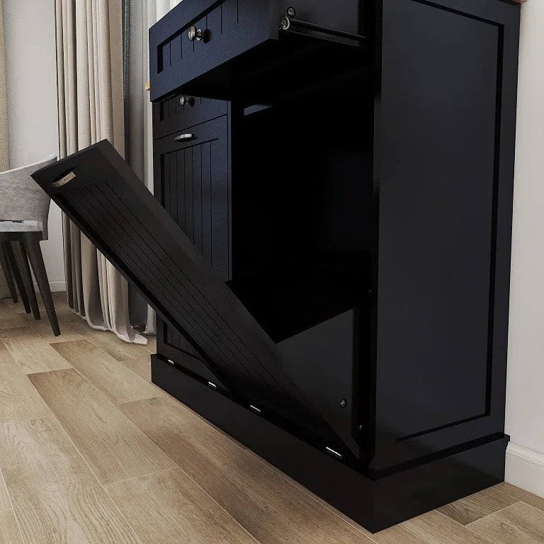 Two-Compartment Tilt-Out Trash Cabinet w/2 Drawers