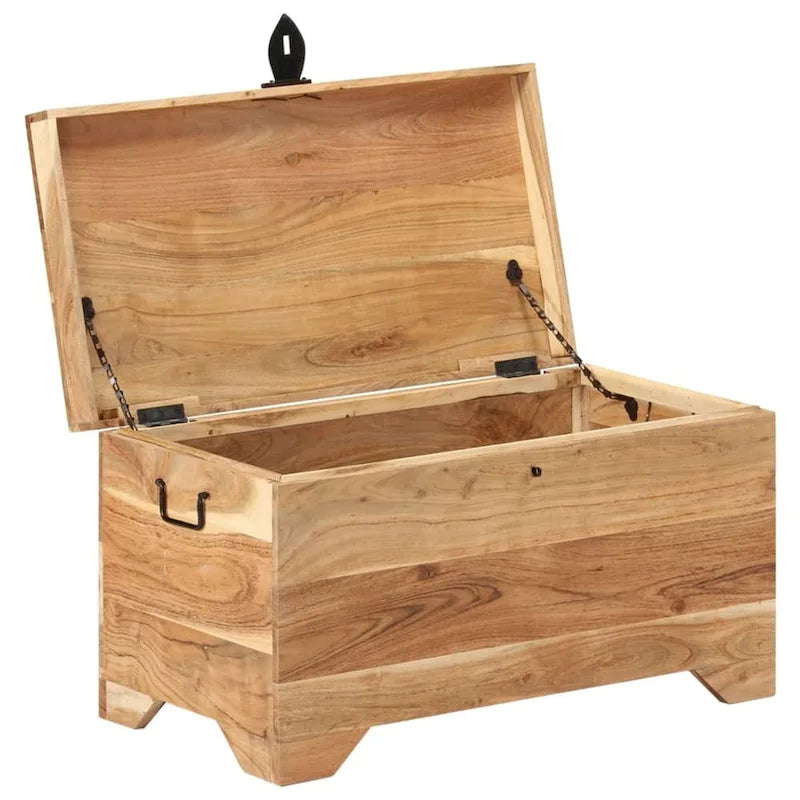 Solid Acacia Wood Storage Chest - 28.7 x 15.4 x 16.1 in