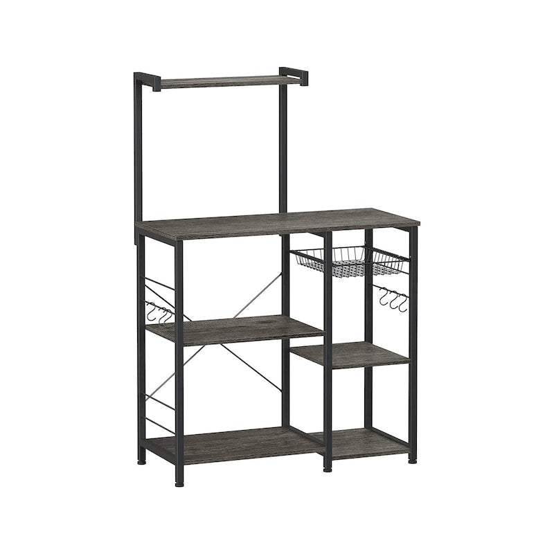 Kitchen Microwave Oven Stand  with Wire Basket and 6 S-Hooks