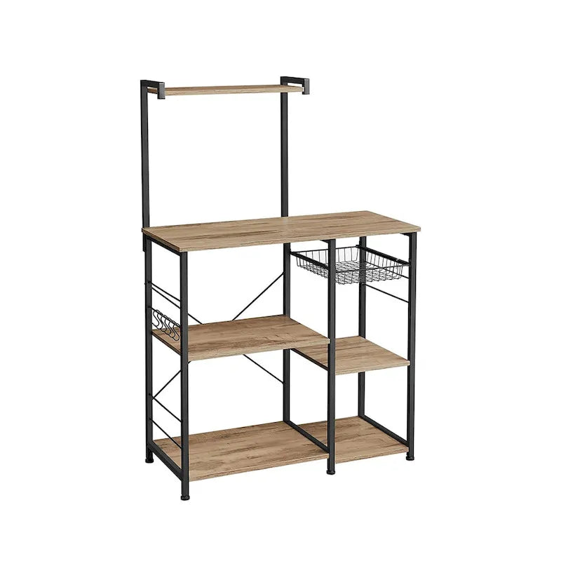 Kitchen Microwave Oven Stand  with Wire Basket and 6 S-Hooks