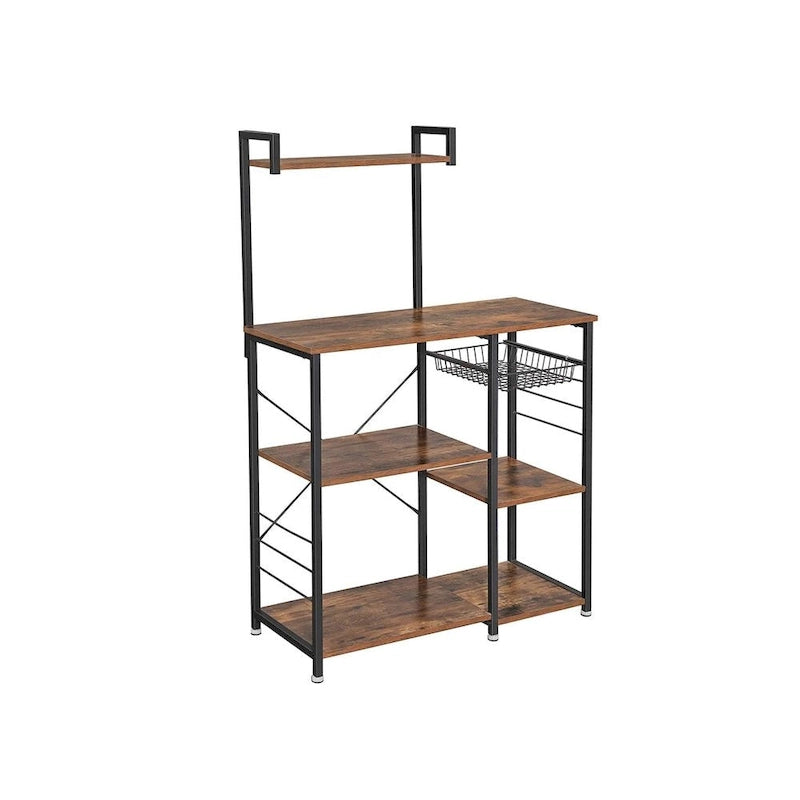 Kitchen Microwave Oven Stand  with Wire Basket and 6 S-Hooks
