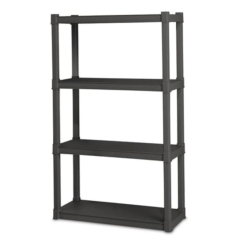 Plastic Indoor Outdoor 4-Shelf Shelving Unit, Gray, 2-Pack