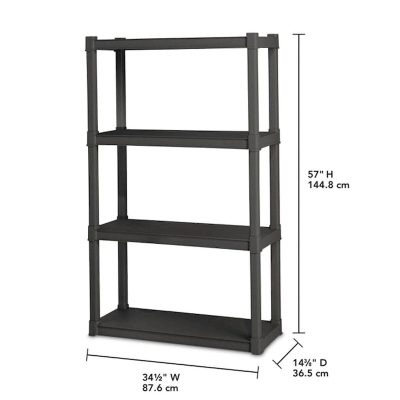 Plastic Indoor Outdoor 4-Shelf Shelving Unit, Gray, 2-Pack
