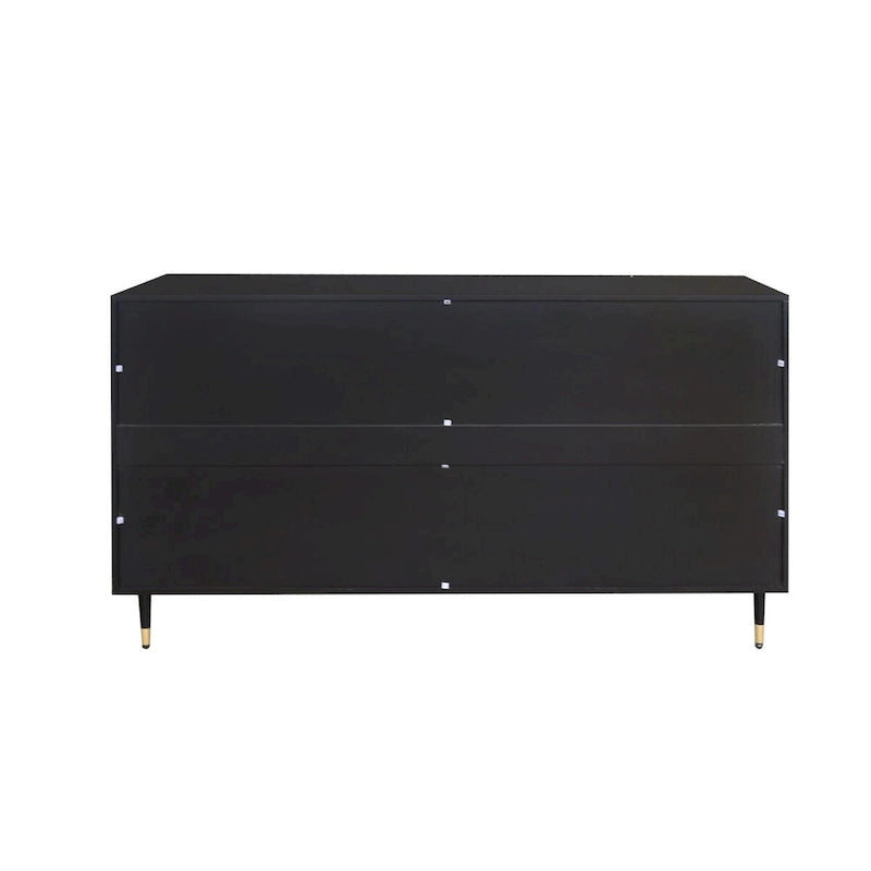 Black Accent Cabinet with Fluted Glass Doors