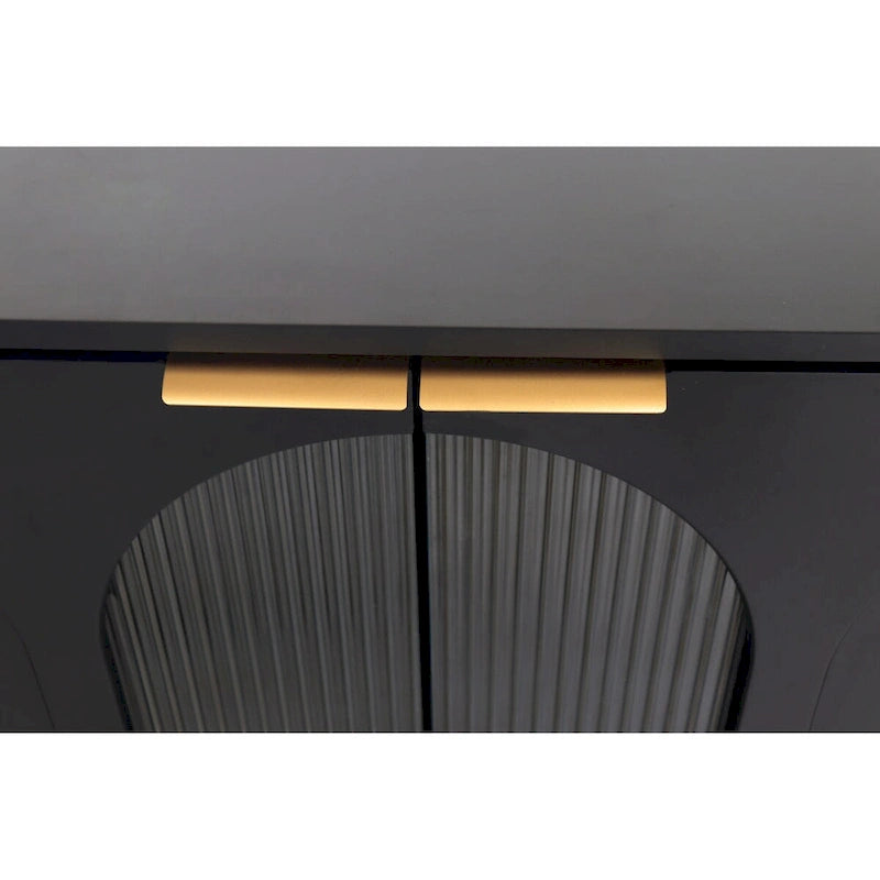 Black Accent Cabinet with Fluted Glass Doors
