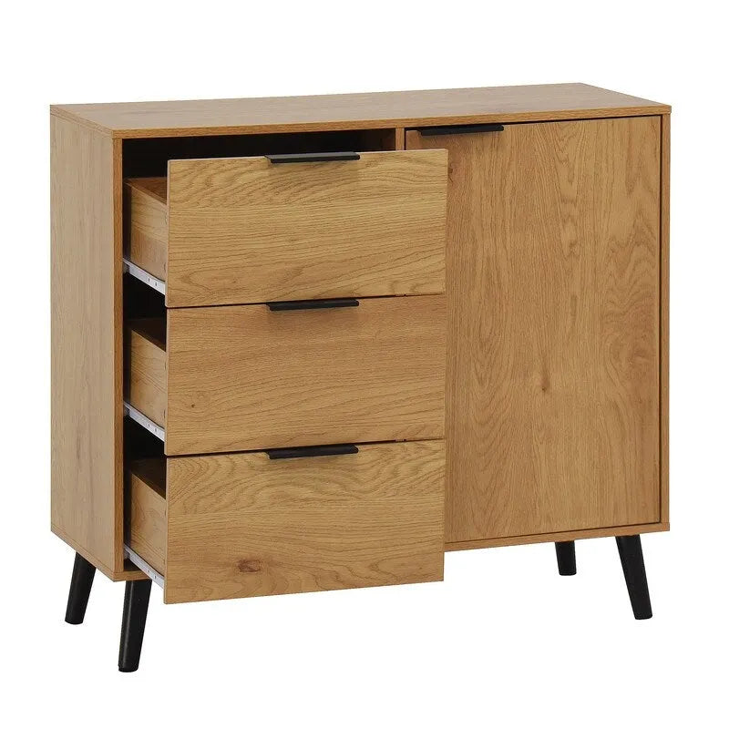 Storage Cabinet with 3 Drawers and Adjustable Shelf
