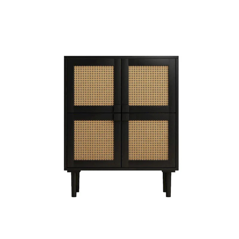 4-Door Rattan Mesh Shoe Storage Cabinet