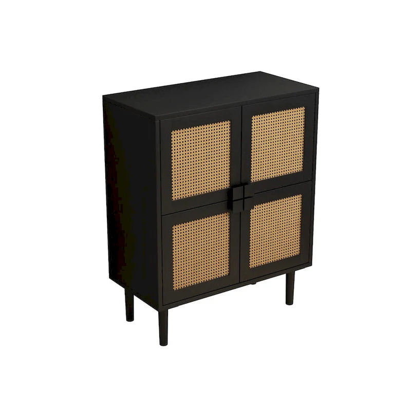 4-Door Rattan Mesh Shoe Storage Cabinet
