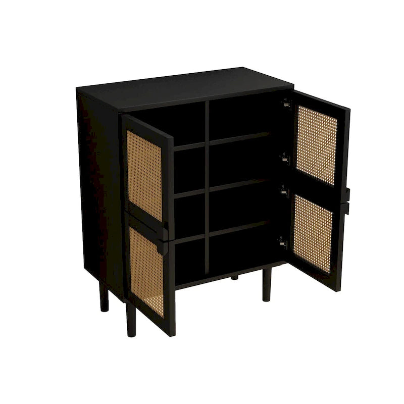 4-Door Rattan Mesh Shoe Storage Cabinet